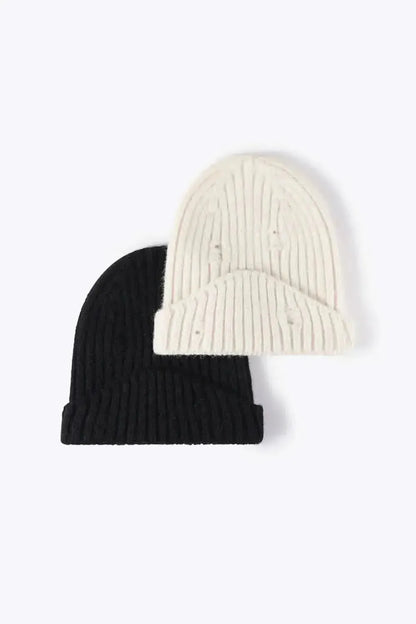 Distressed Rib-Knit Beanie - Bad Moms Club