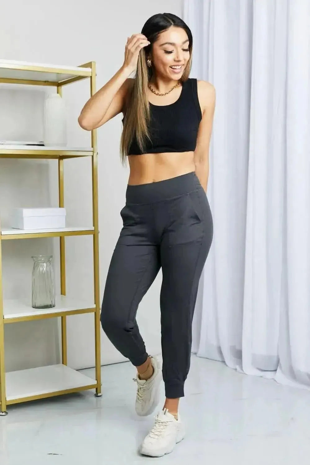 Leggings Depot Full Size Wide Waistband Cropped Joggers - Bad Moms Club