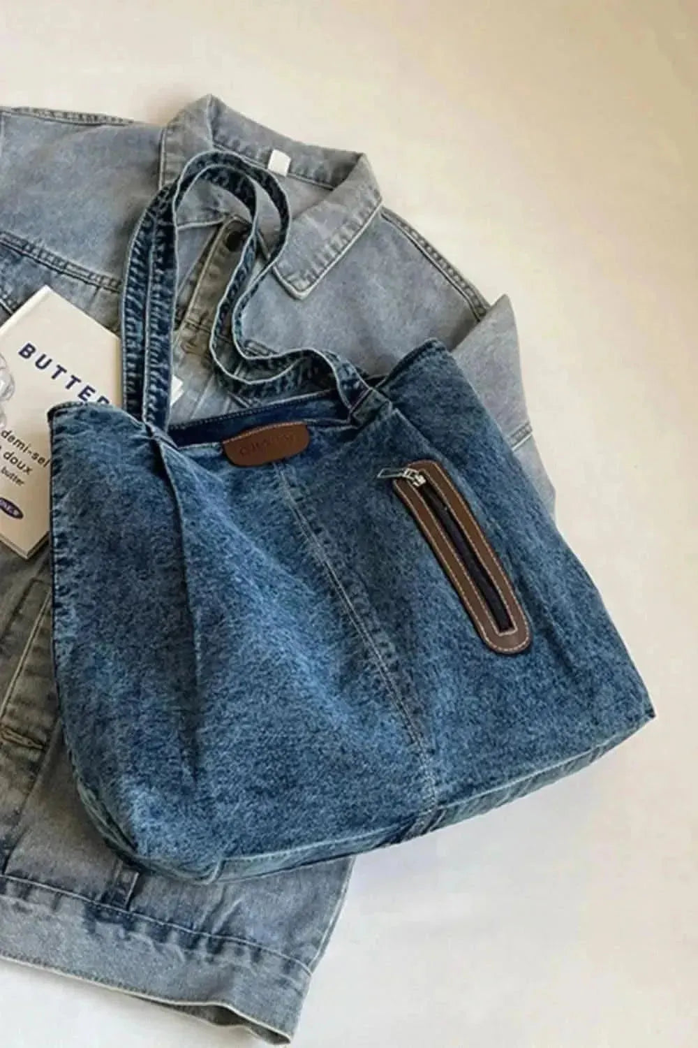 Medium Denim Tote Bag - Bad Moms Club