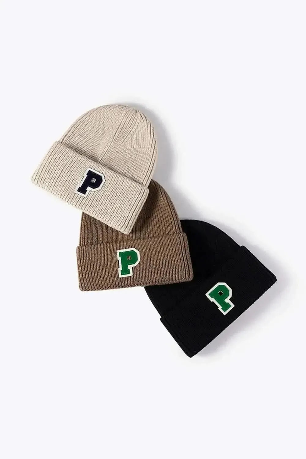 Letter Patch Cuffed Knit Beanie - Bad Moms Club