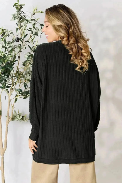 Basic Bae Full Size Ribbed Cocoon Cardigan - Bad Moms Club