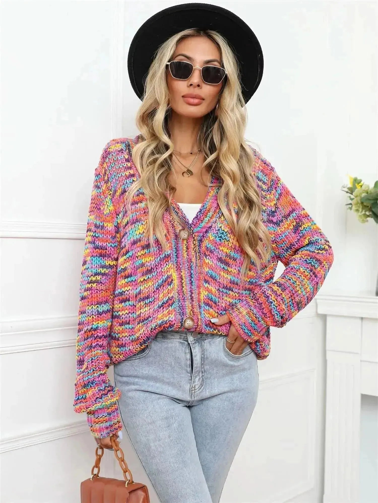 V-Neck Long Sleeve Cardigan - Bad Moms Club
