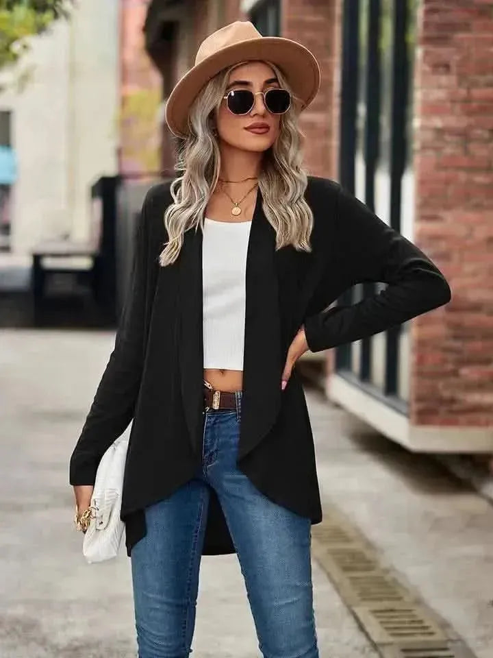 Open Front Long Sleeve Cardigan - Bad Moms Club