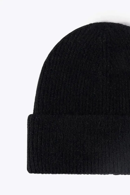 Letter N Patch Cuffed Knit Beanie - Bad Moms Club