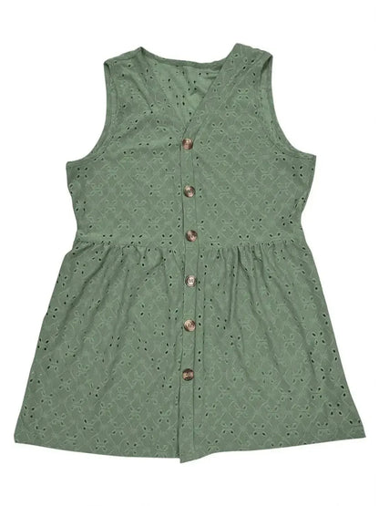 Full Size Eyelet Button Up V-Neck Tank - Bad Moms Club