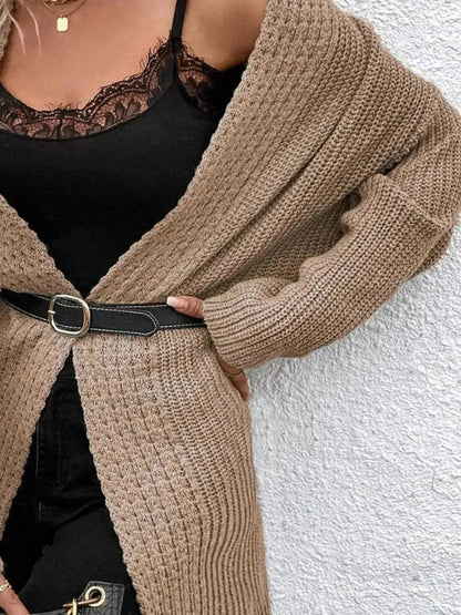 Open Front Dropped Shoulder Longline Cardigan - Bad Moms Club