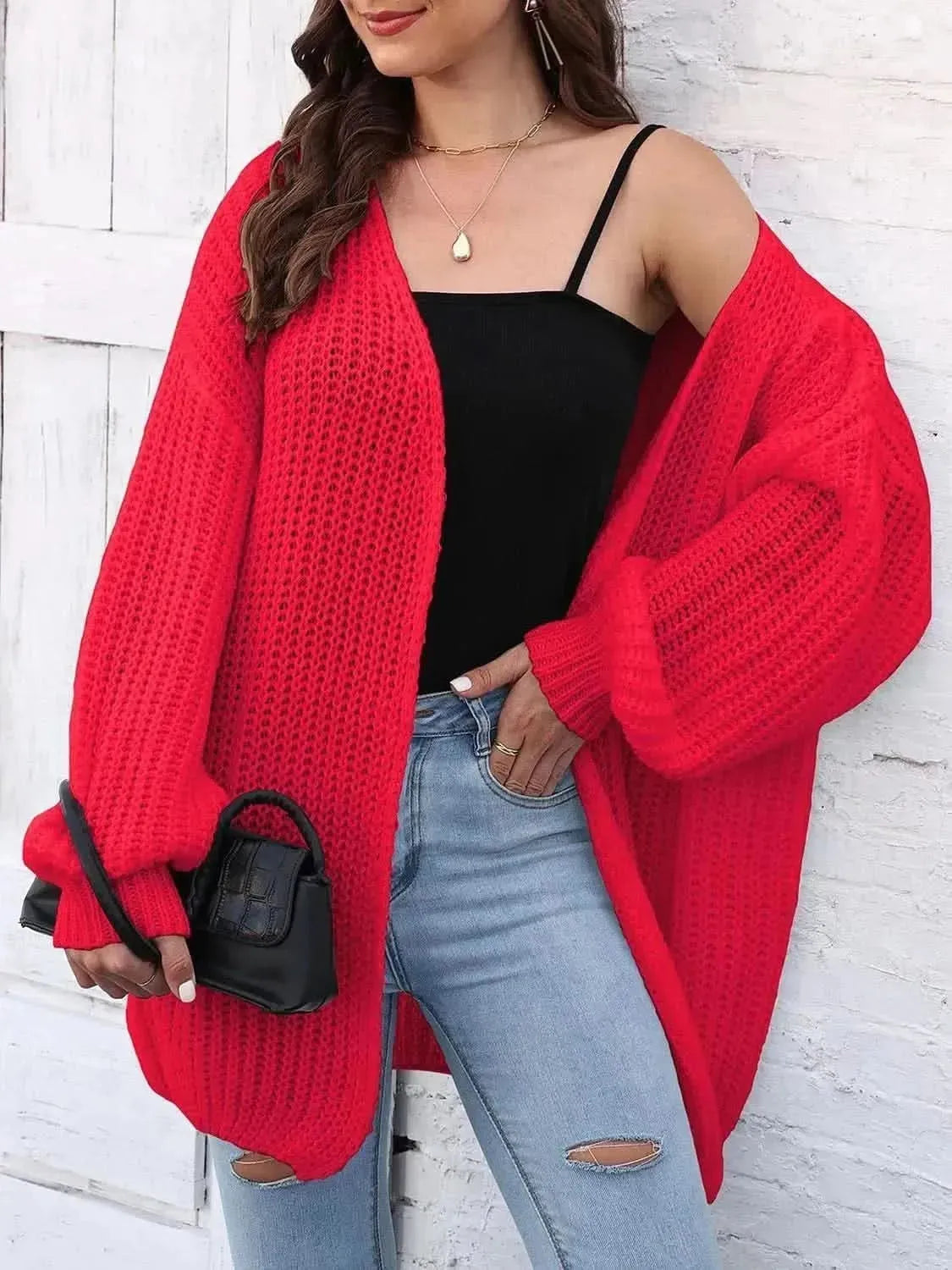 Open Front Dropped Shoulder Longline Cardigan - Bad Moms Club