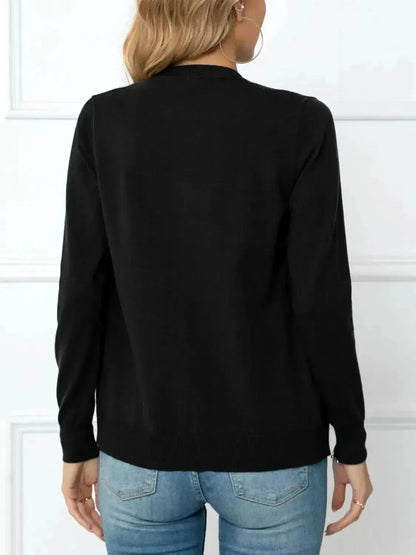 Button Down Round Neck Cardigan - Bad Moms Club