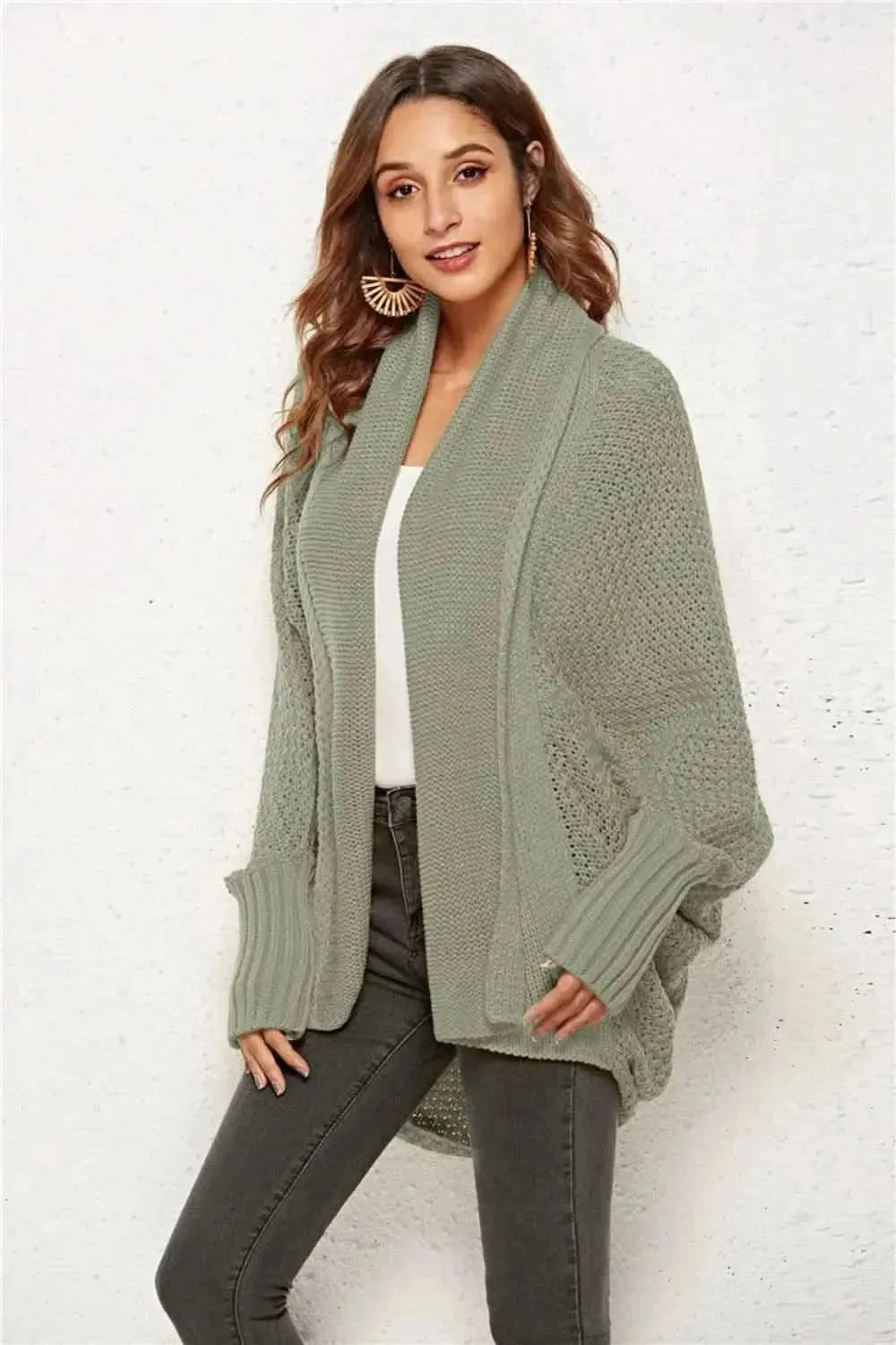 Open Front Batwing Sleeve Cardigan - Bad Moms Club