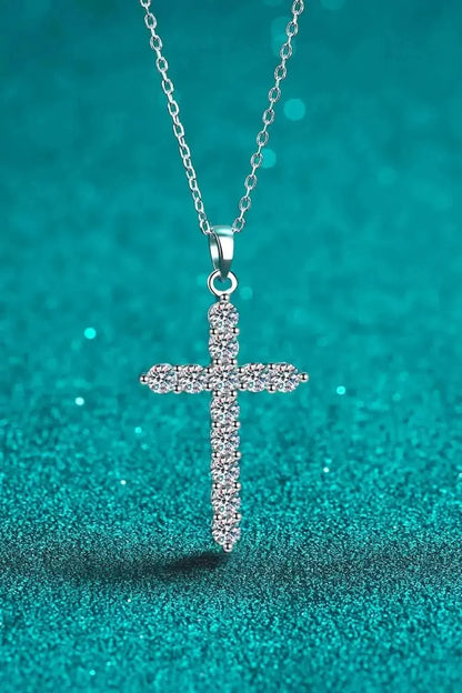 Moissanite Cross Pendant Chain Necklace - Bad Moms Club