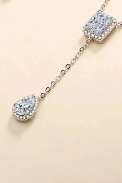 3 Carat 925 Sterling Silver Double Drop Pendant Necklace - Bad Moms Club