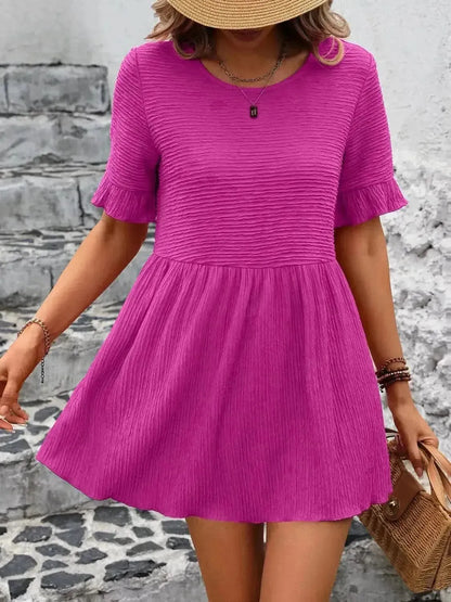Ivy Lane Round Neck Short Sleeve Blouse - Bad Moms Club