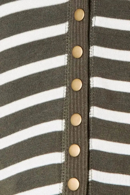 Zenana Full Size Striped Snap Down Cardigan - Bad Moms Club