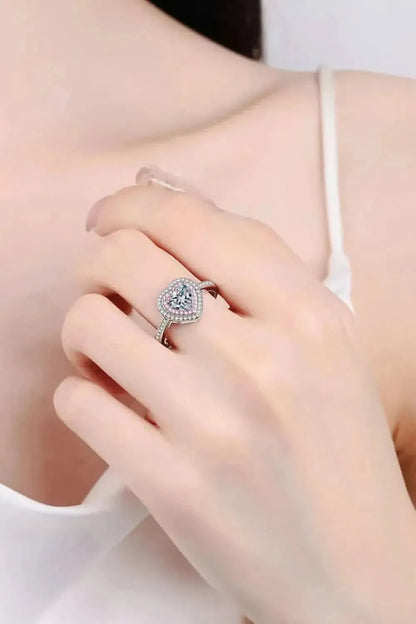1 Carat Moissanite Heart 925 Sterling Silver Ring - Bad Moms Club