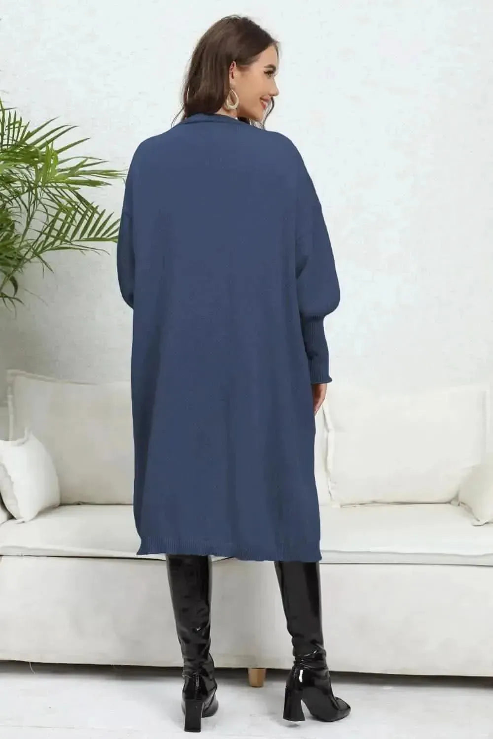 Open Front Dropped Shoulder Cardigan - Bad Moms Club