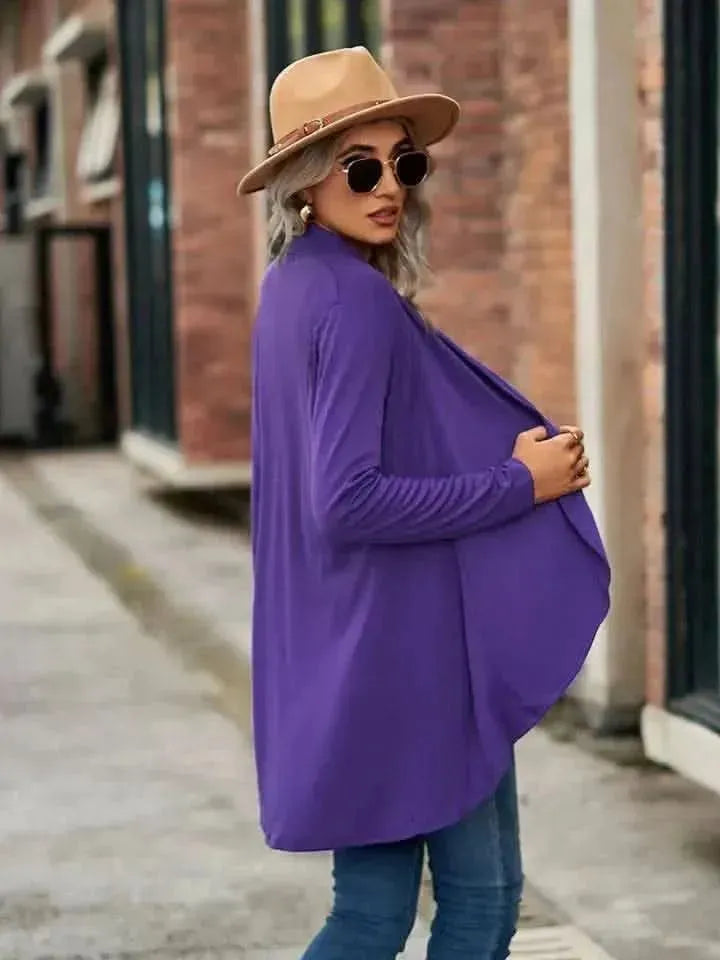 Open Front Long Sleeve Cardigan - Bad Moms Club