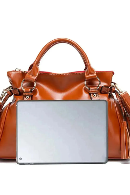 PU Leather Handbag with Tassels - Bad Moms Club