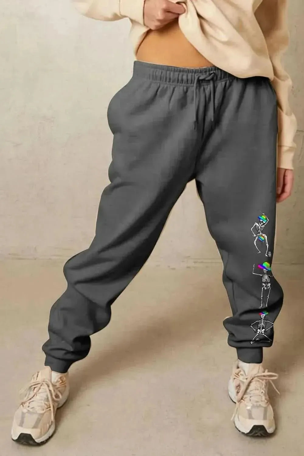 Simply Love Full Size SKELETON Graphic Sweatpants - Bad Moms Club
