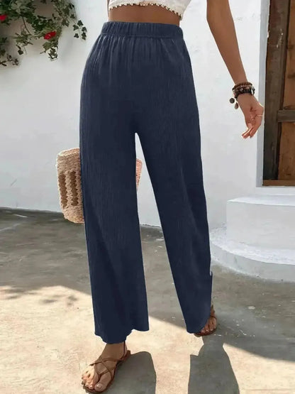 Full Size High Waist Wide Leg Pants - Bad Moms Club