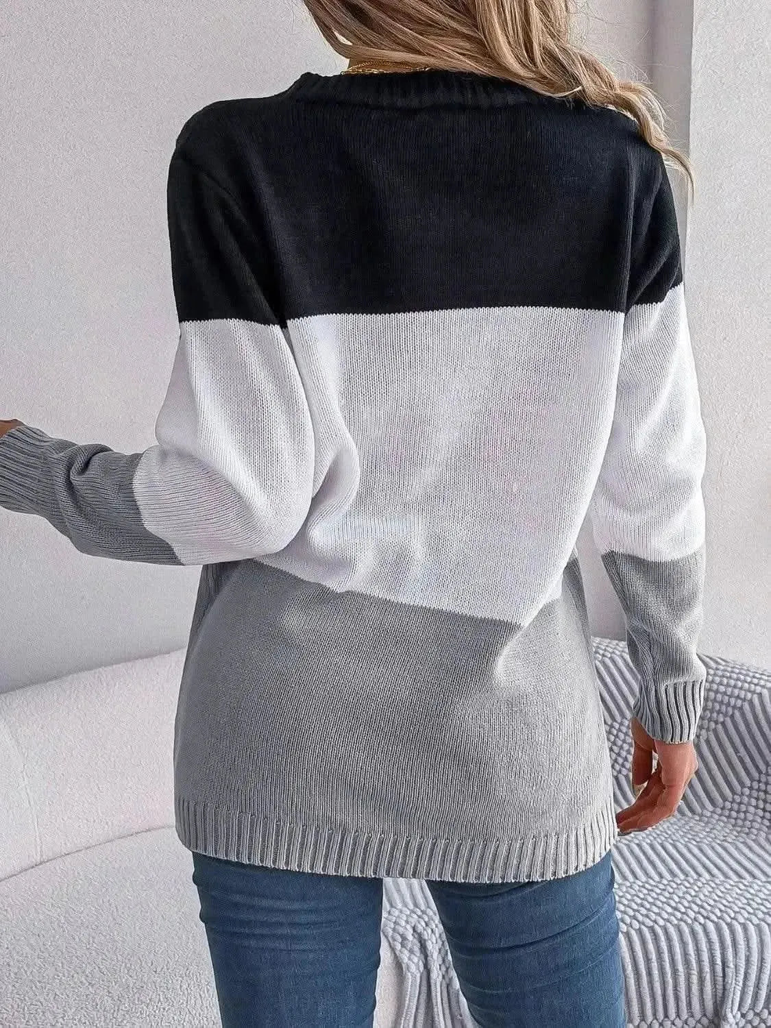 Cable-Knit Striped Button Up Cardigan - Bad Moms Club