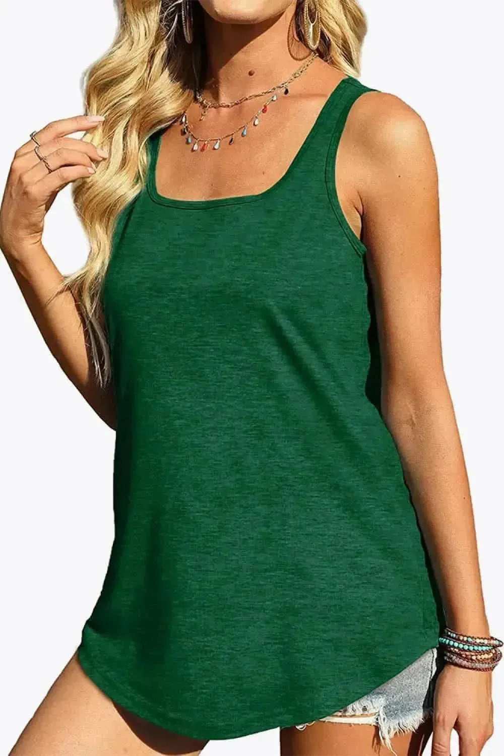 Curved Hem Square Neck Tank - Bad Moms Club