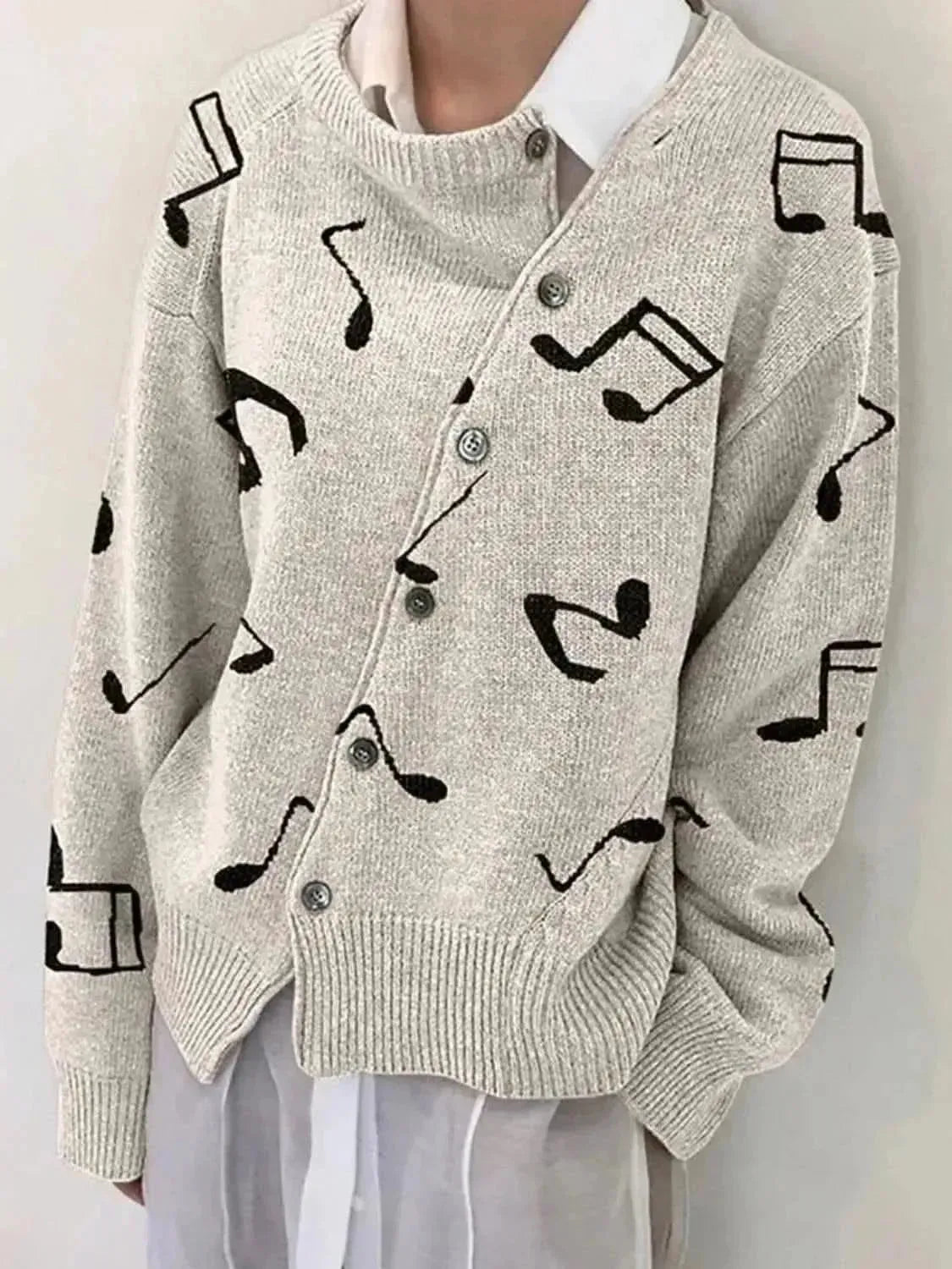 Dropped Shoulder Buttoned Cardigan - Bad Moms Club