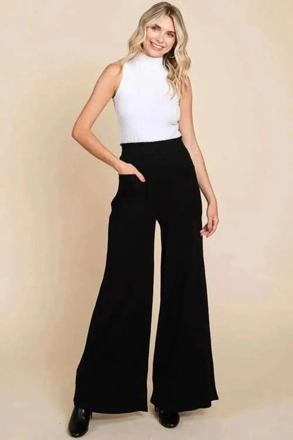 Culture Code Full Size High Waist Wide Leg Pants - Bad Moms Club