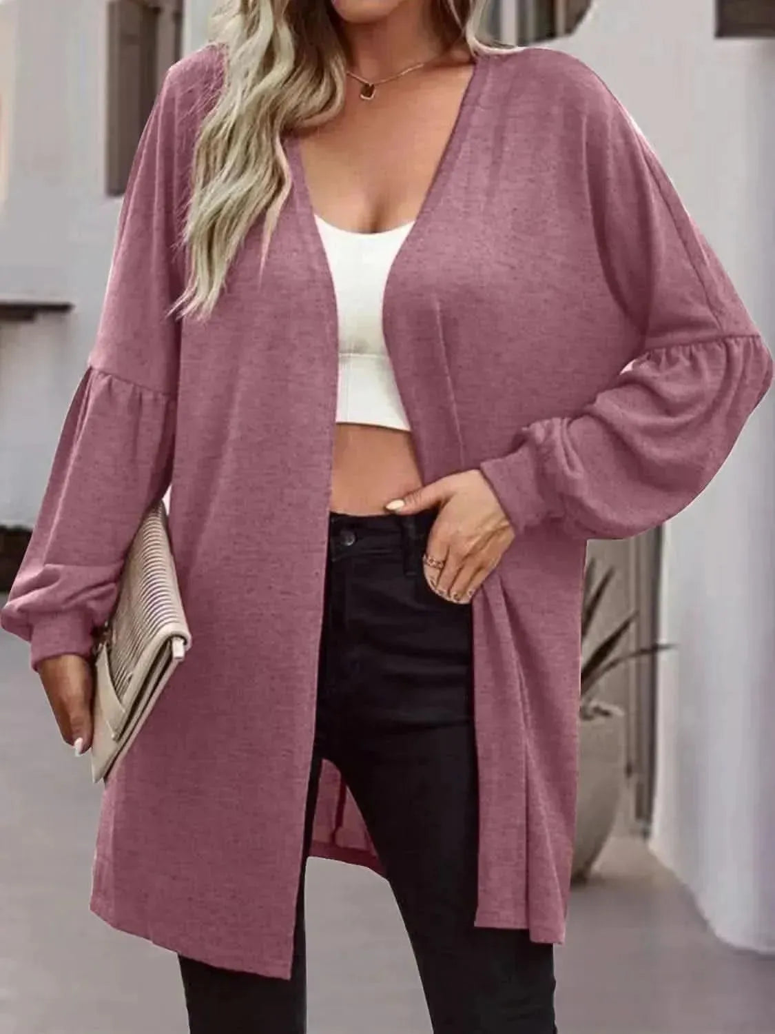 Open Front Long Sleeve Cardigan - Bad Moms Club