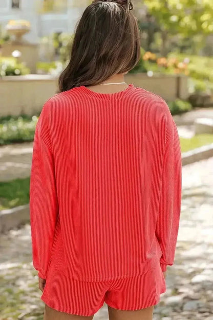 MERRY CHRISTMAS Round Neck Long Sleeve Top and Shorts Set - Bad Moms Club
