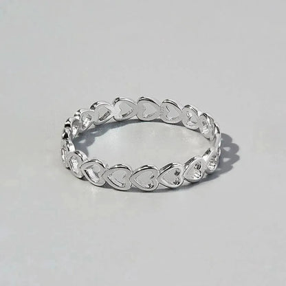 925 Sterling Silver Heart Link Ring - Bad Moms Club