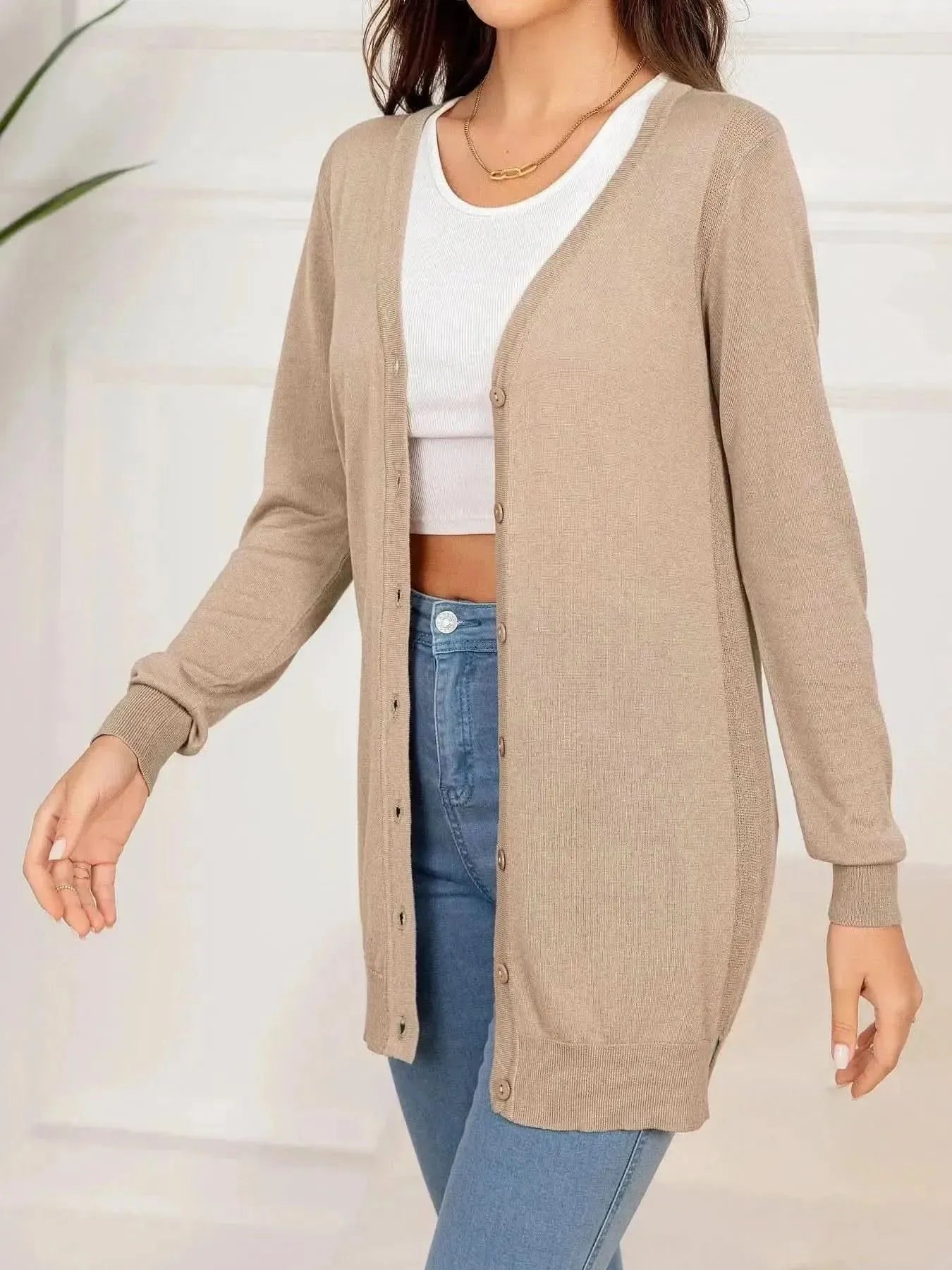 Button Down Slit Longline Cardigan - Bad Moms Club