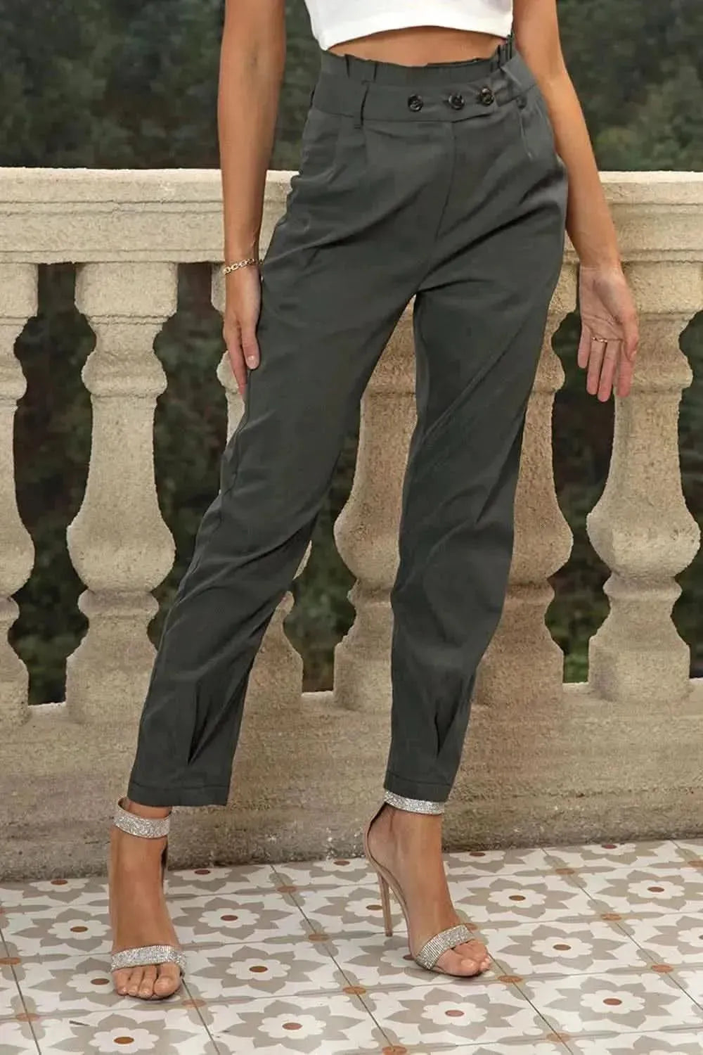 High Waist Cropped Pants - Bad Moms Club