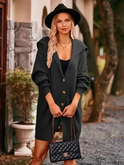 Dropped Shoulder Long Sleeve Cardigan - Bad Moms Club