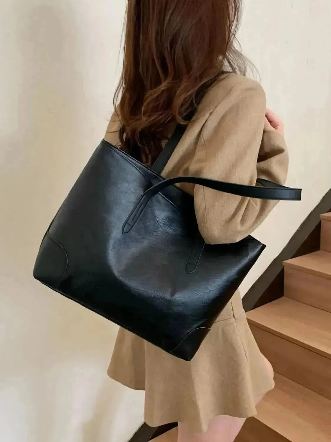 PU Leather Medium Tote Bag - Bad Moms Club