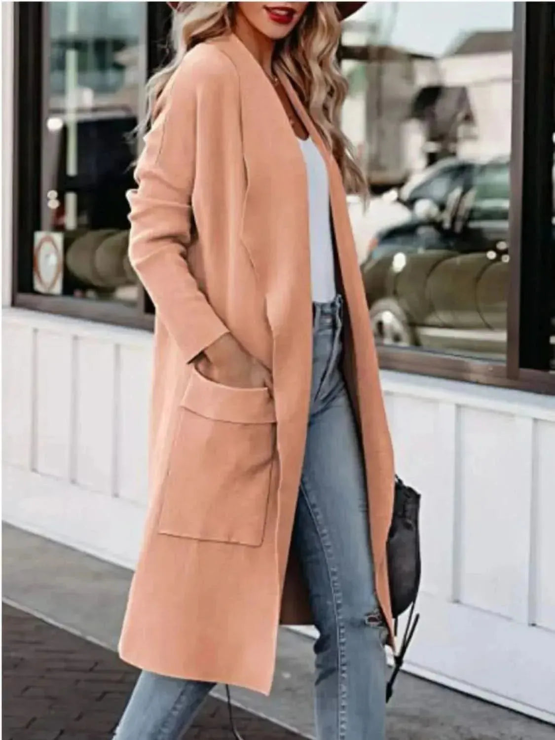 Open Front Dropped Shoulder Outerwear - Bad Moms Club