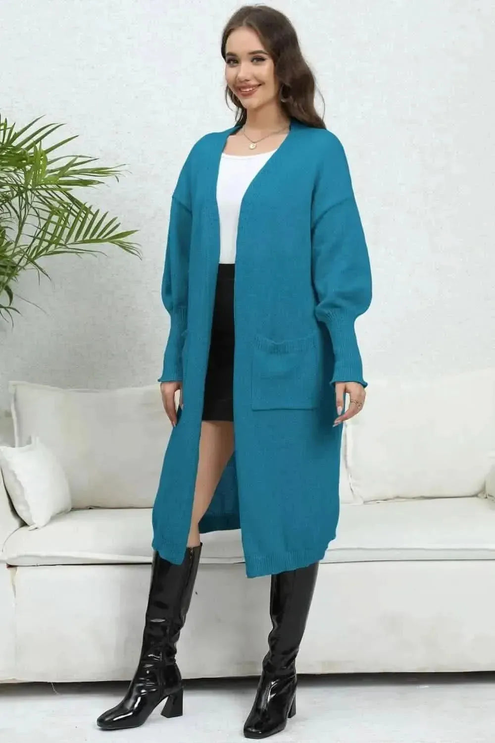 Open Front Dropped Shoulder Cardigan - Bad Moms Club