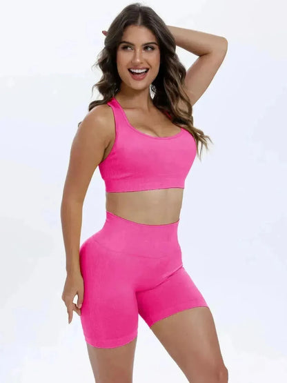 Scoop Neck Wide Strap Top and Shorts Active Set - Bad Moms Club