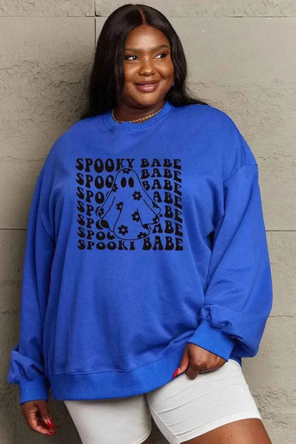 Simply Love Full Size SPOOKY BABE Graphic Sweatshirt - Bad Moms Club