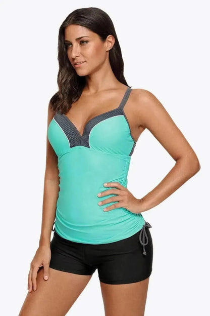 Contrast Sweetheart Neck Swim Cami - Bad Moms Club