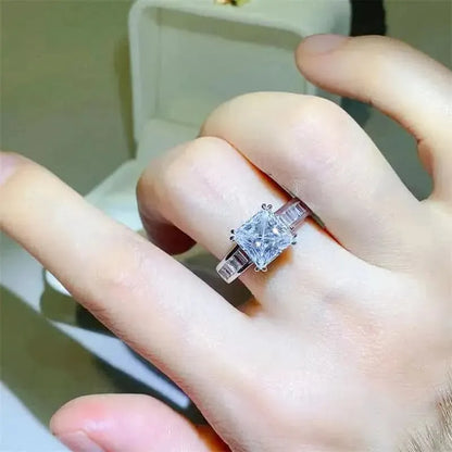 3 Carat Moissanite 925 Sterling Silver Square Shape Ring - Bad Moms Club