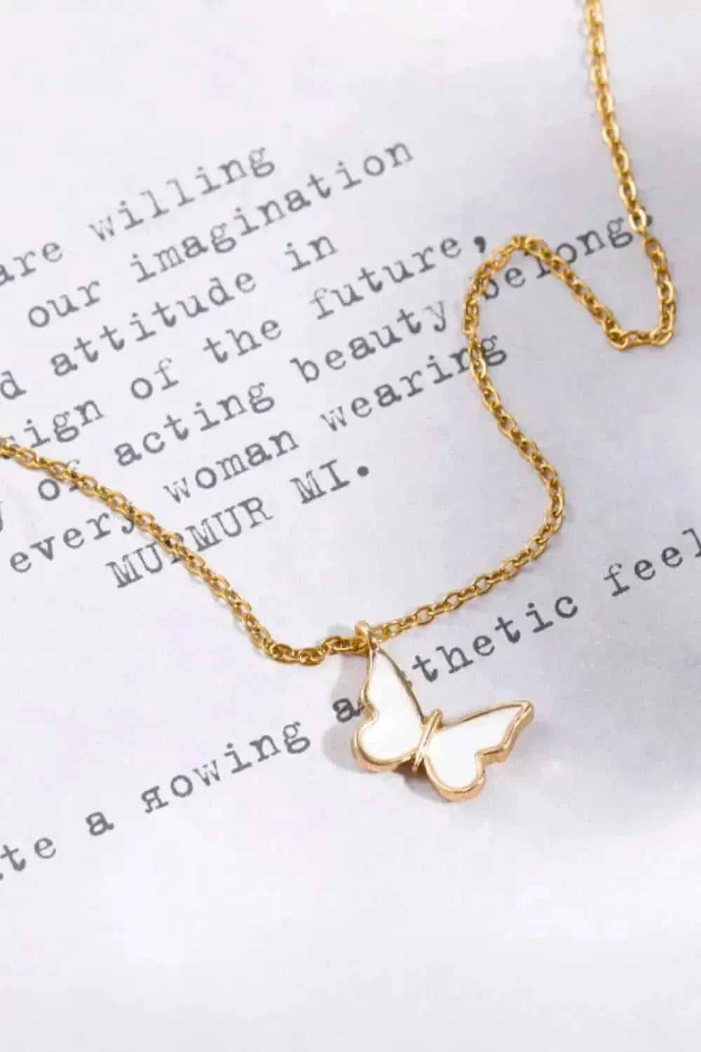 Butterfly Pendant Copper 14K Gold-Plated Necklace - Bad Moms Club