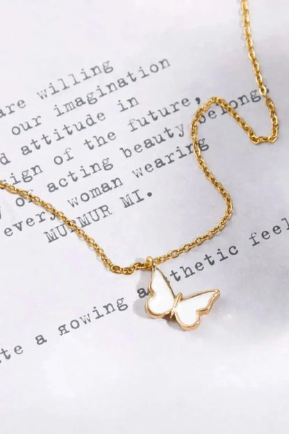 Butterfly Pendant Copper 14K Gold-Plated Necklace - Bad Moms Club