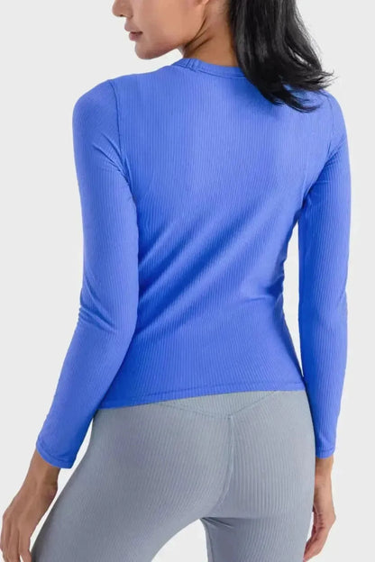 Round Neck Long Sleeve Sports Top - Bad Moms Club