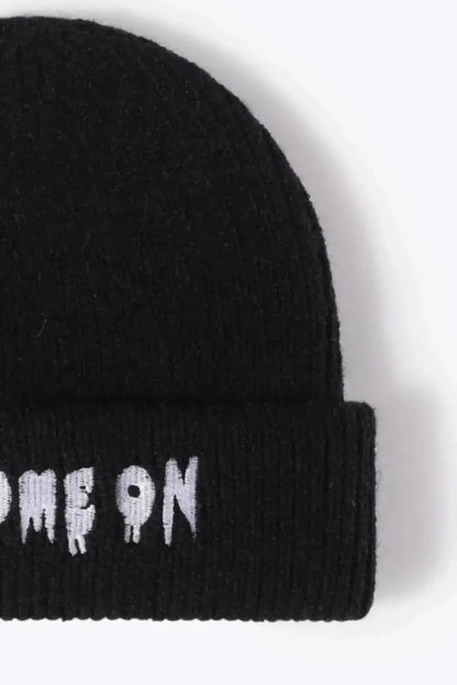 COME ON Embroidered Cuff Knit Beanie - Bad Moms Club