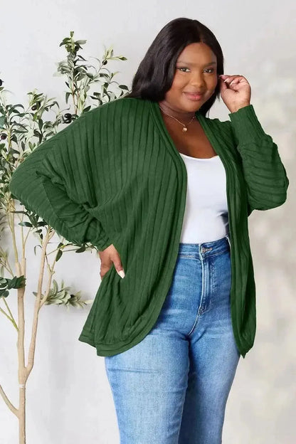 Basic Bae Full Size Ribbed Cocoon Cardigan - Bad Moms Club