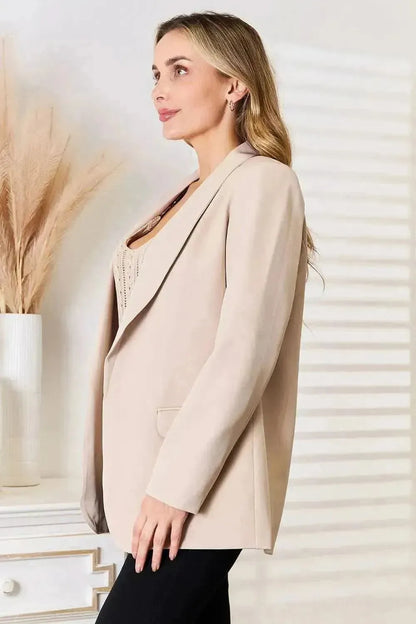 Shawl Collar Long Sleeve Blazer - Bad Moms Club
