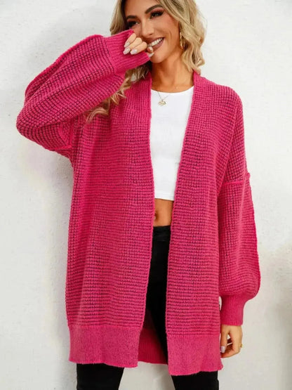 Open Front Dropped Shoulder Cardigan - Bad Moms Club