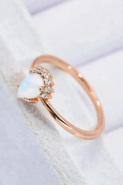18K Rose Gold-Plated Pear Shape Natural Moonstone Ring - Bad Moms Club