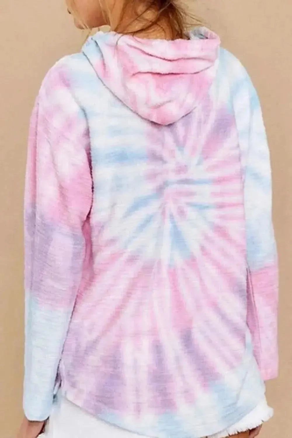 Drawstring Tie-Dye Long Sleeve Hoodie - Bad Moms Club