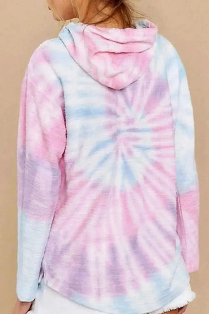 Drawstring Tie-Dye Long Sleeve Hoodie - Bad Moms Club
